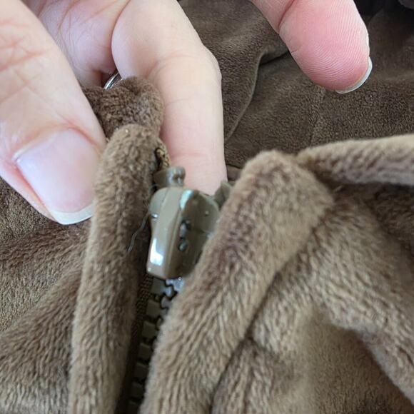 SACRE Brown Velour Zip Hoodie Jacket Womens Size Large Long Sleeve - Picture 8 of 10